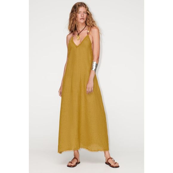 ZARA WRINKLE LOOK RUSTIC DRESS - Picture 4 of 9